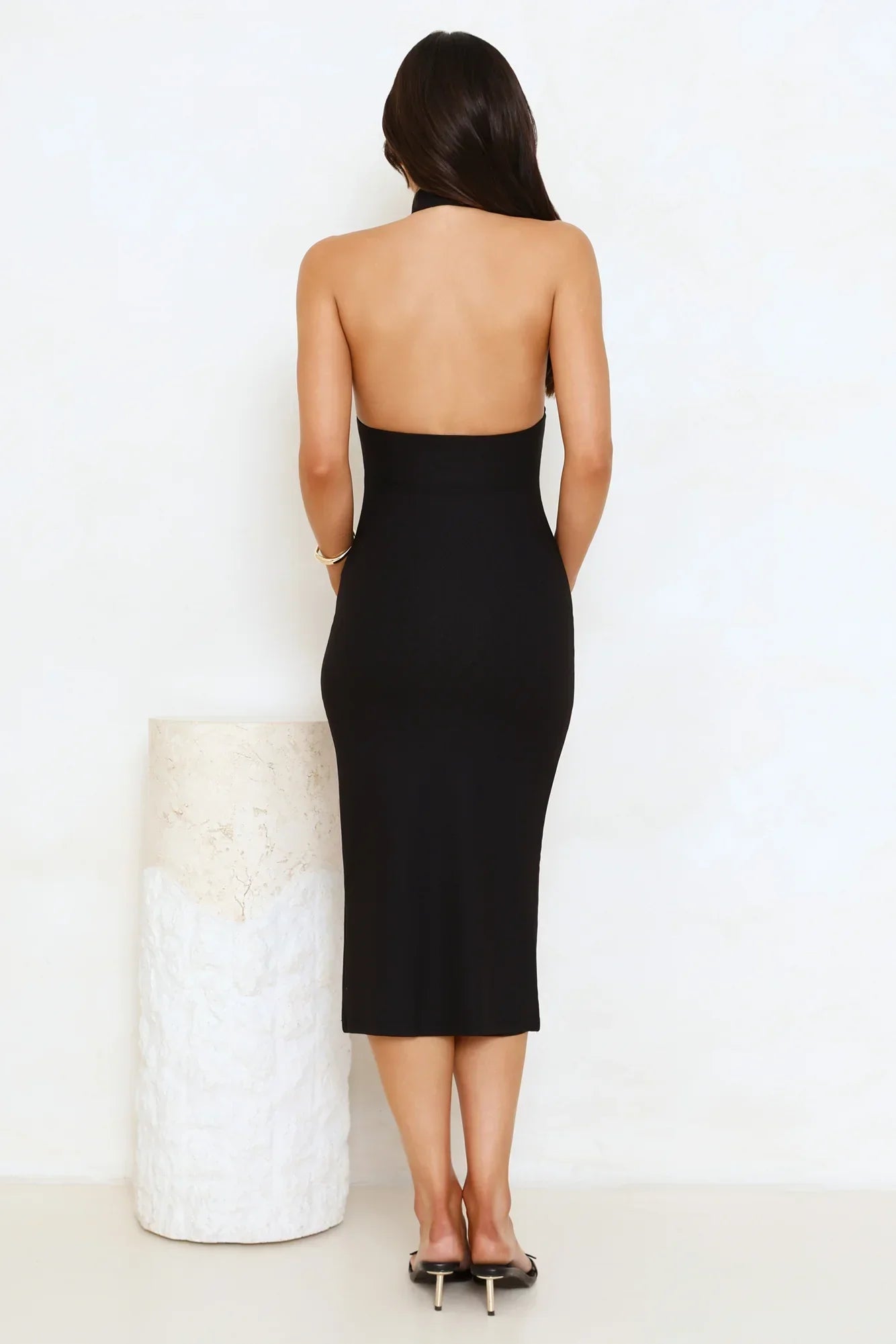 Sweet Temptations Halter Midi Dress Black