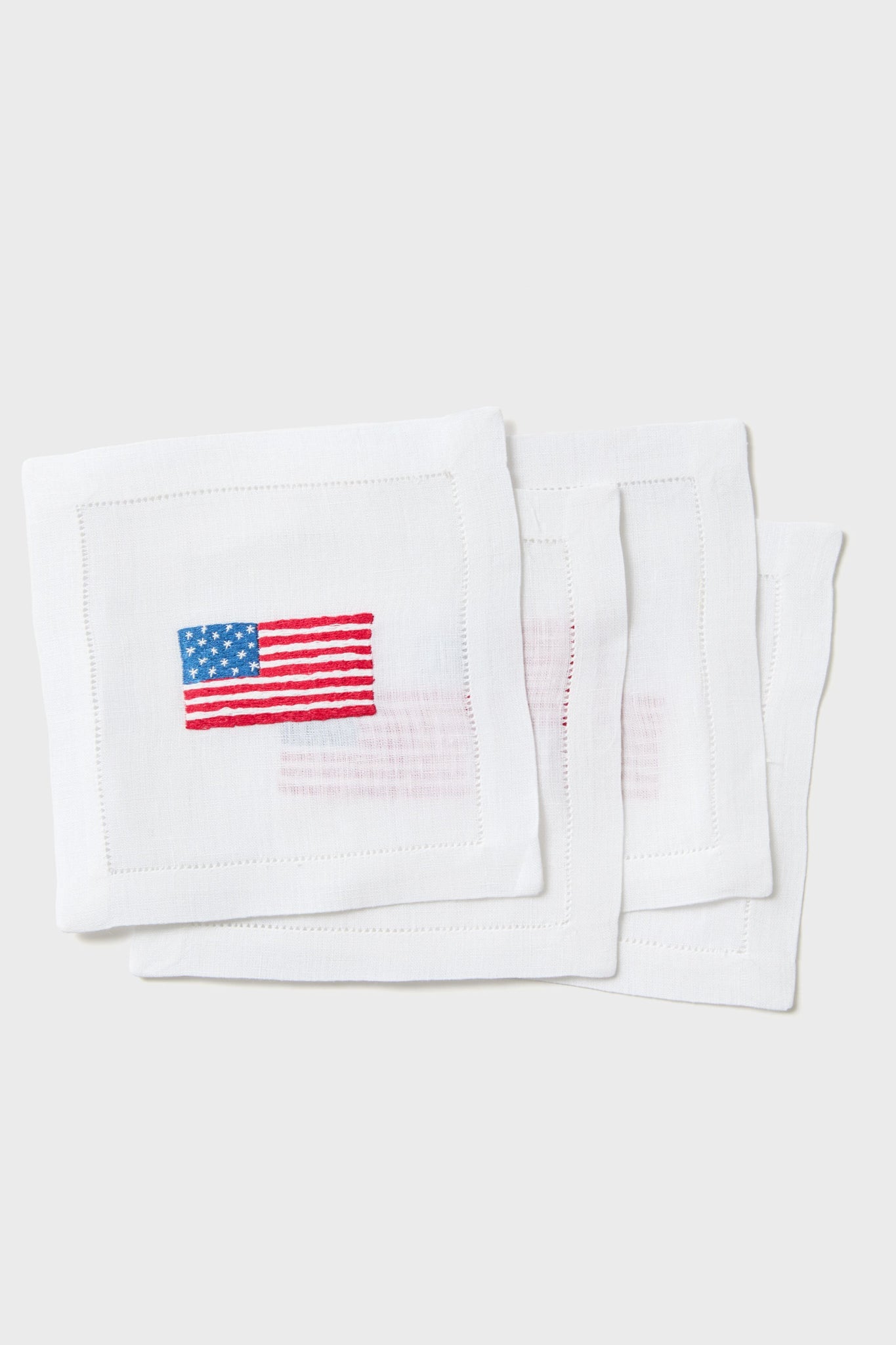 American Flag Embroidered Cocktail Napkins Set of 4