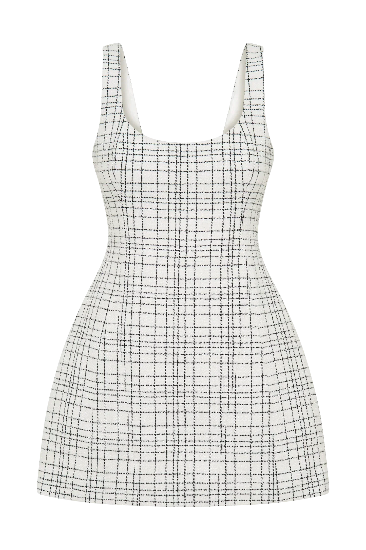 Beth Tweed Mini Dress - White Check