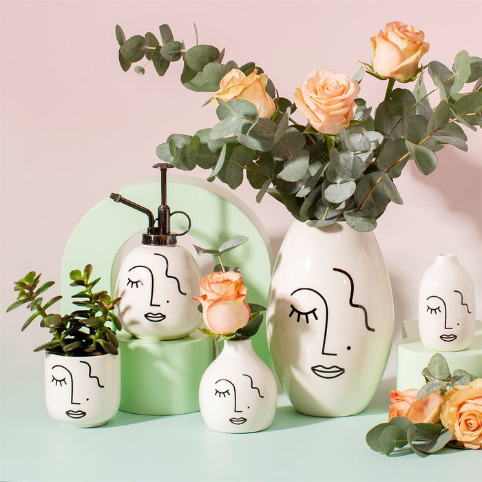 Abstract Face White Mini Planter - Modern Home Interiors