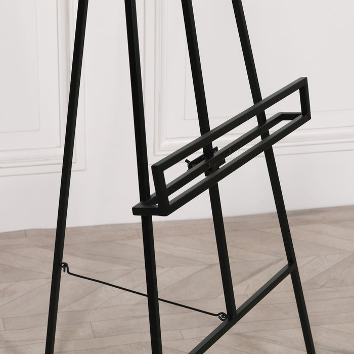 Black Metal Easel with Adjustable Shelf 147cm - Modern Home Interiors