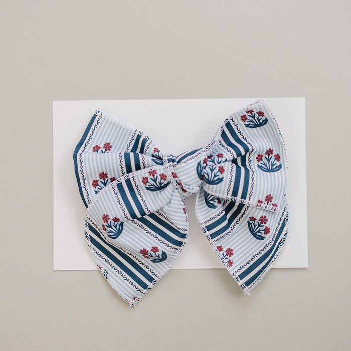 Block Print Floral Hair Bow