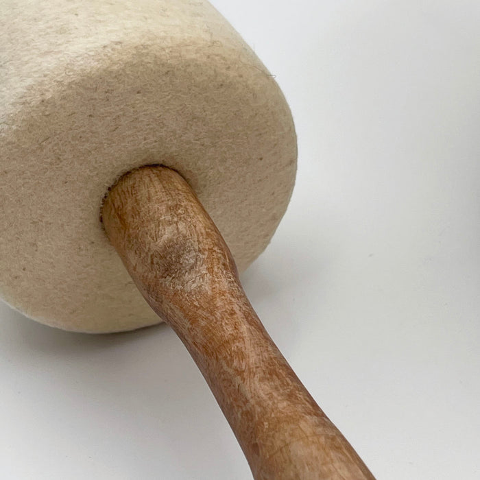 high quality wool felt mallet and natural wood - for singing bowl