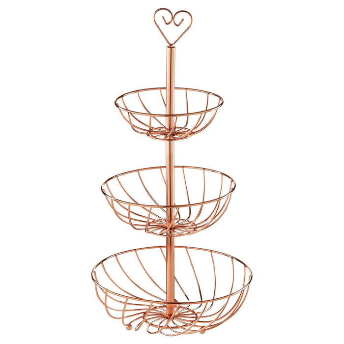 Kitchen Essentials Rose Gold Metal 3 Tier Fruit Display Basket - Modern Home Interiors