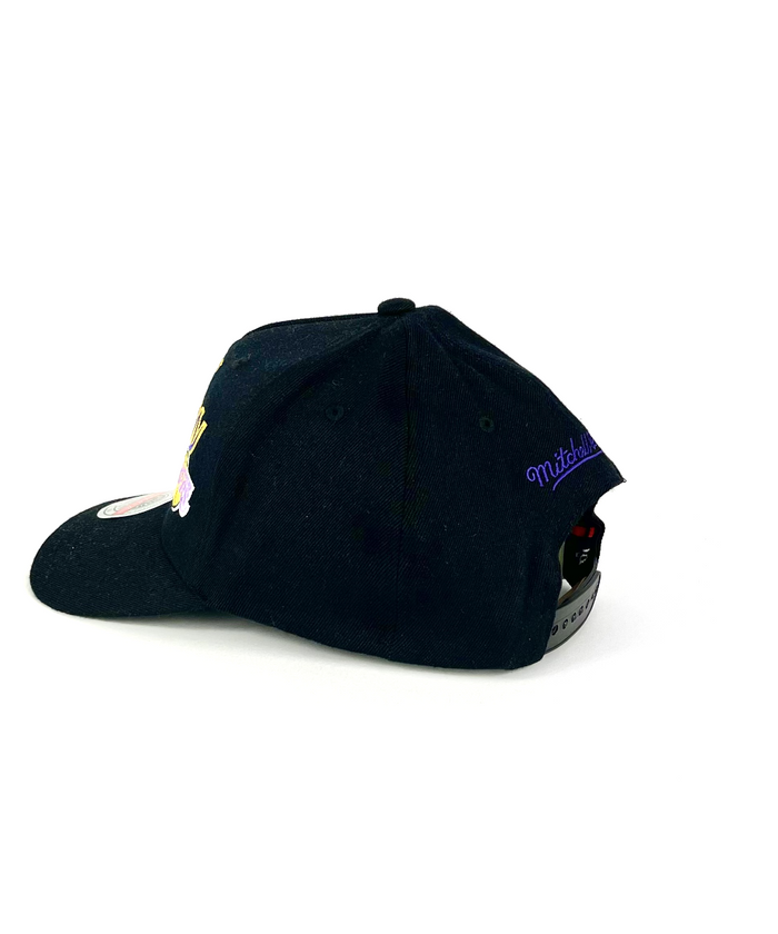 LA Lakers Classic Script Red Snapback Hat by Mitchell & Ness