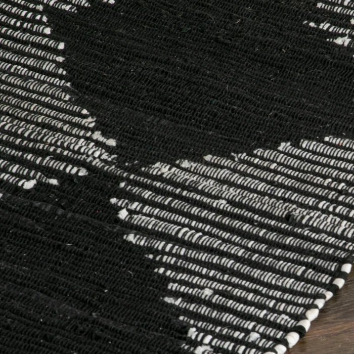Lea Diamond Leather & Cotton Runner Rug (60 x 230cm) - Modern Home Interiors