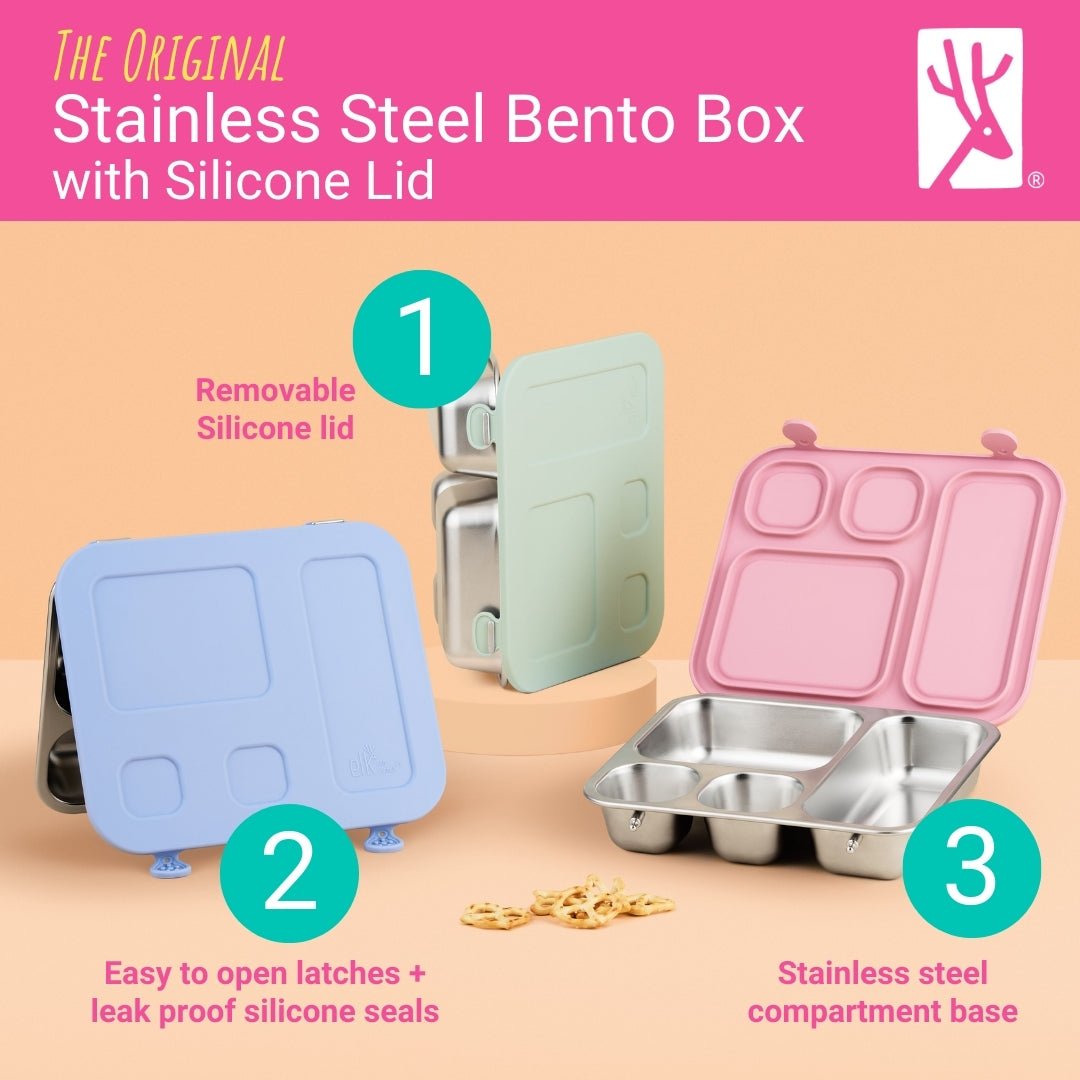 Stainless Steel Bento Lunch Box with Silicone Lid (Blush)