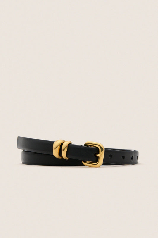 Black Hip to Waist Skinny Belt