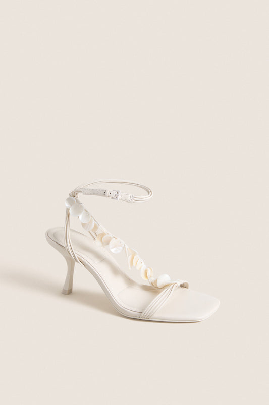 Alabaster Elin Natural Shell Beaded Heels