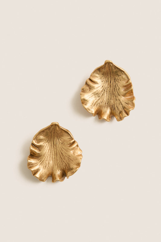 Antique Brass Iris Earrings