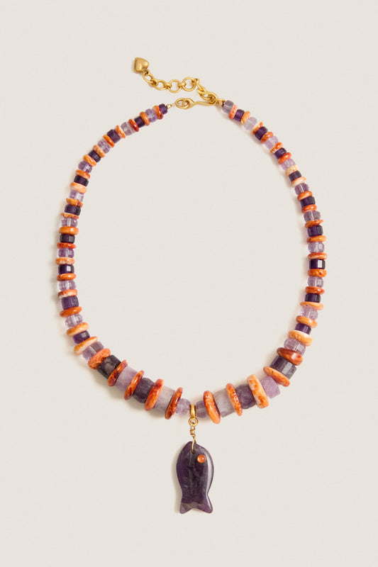 Amethyst and Shell Coastal Muse Necklace