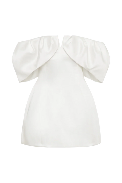 Portia Off Shoulder Satin Corset Dress - White