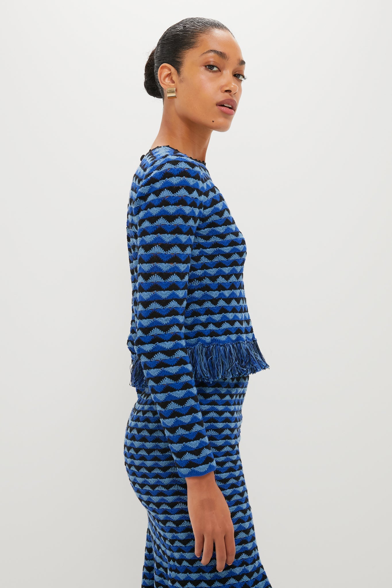 Blue and Black Profundo Long Sleeve Top