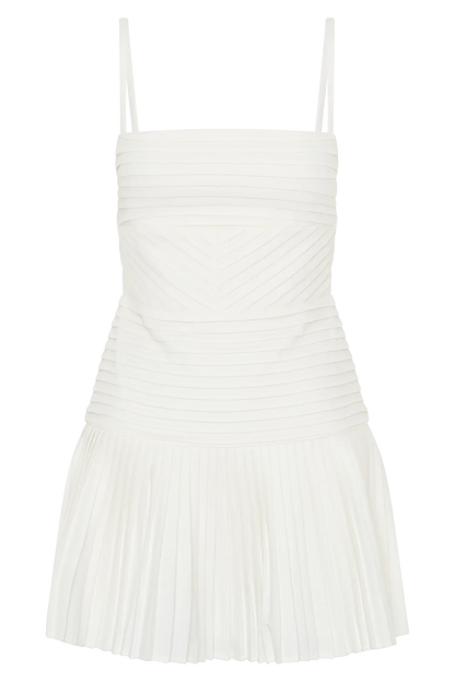 Rylee Multi Pleat Mini Dress - White