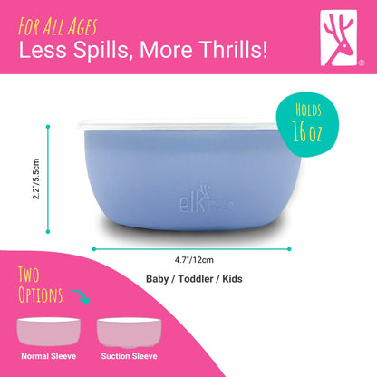 Stainless Steel Bowl with Silicone Sleeve + Lids