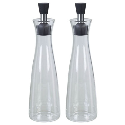 550ml Stainless Steel / Glass Oil and Vinegar Set of 2