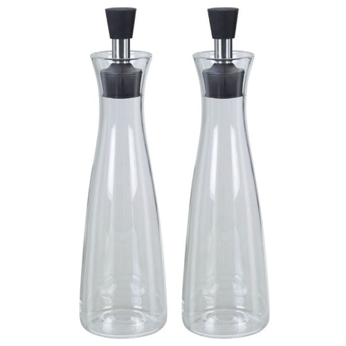 550ml Stainless Steel / Glass Oil and Vinegar Set of 2