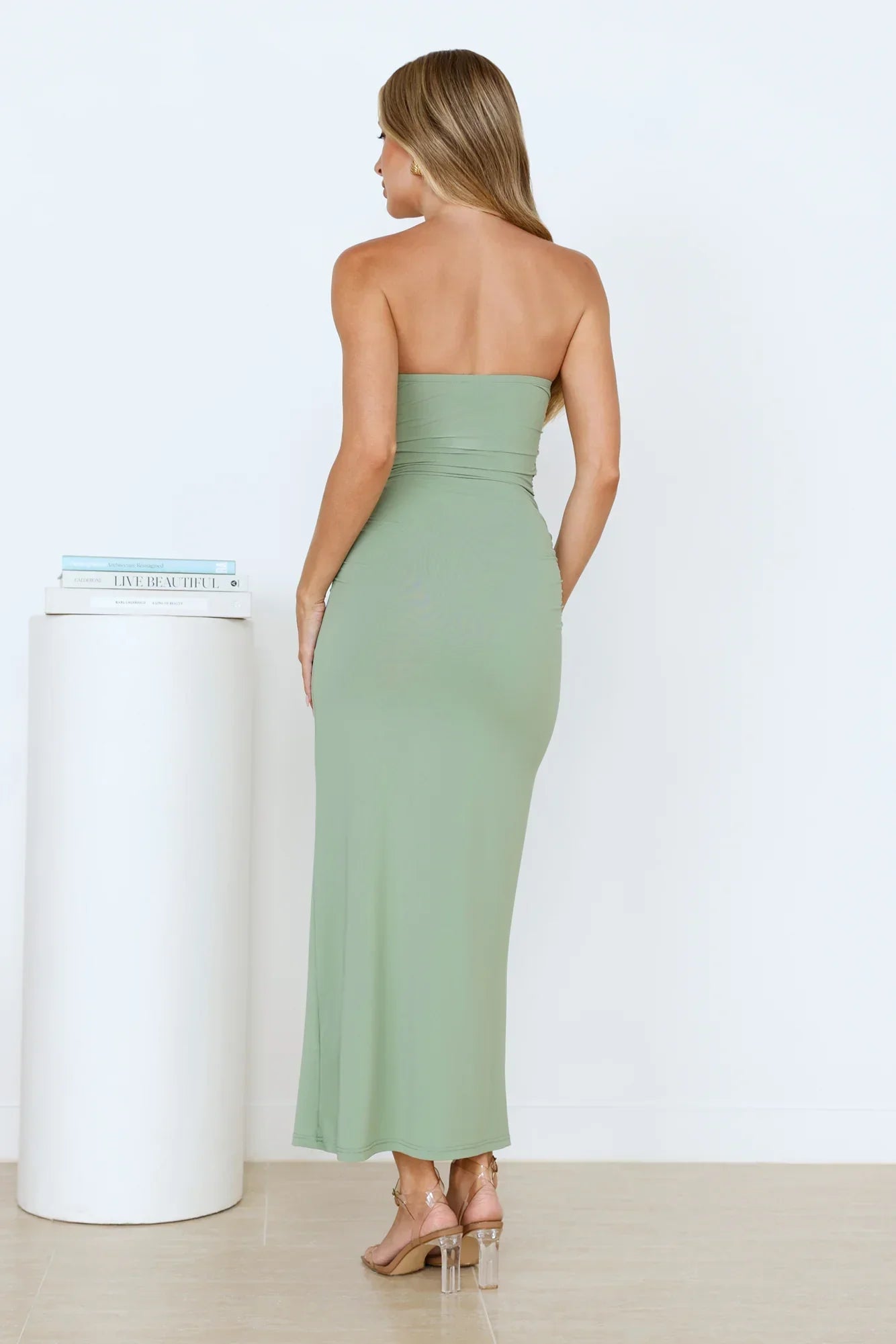 Stylish Days Strapless Maxi Dress Sage