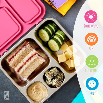 Stainless Steel Bento Lunch Box with Silicone Lid (Misty Blue)