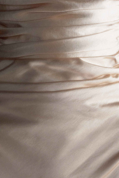 Cedar Strapless Satin Maxi Dress - Blush Gold