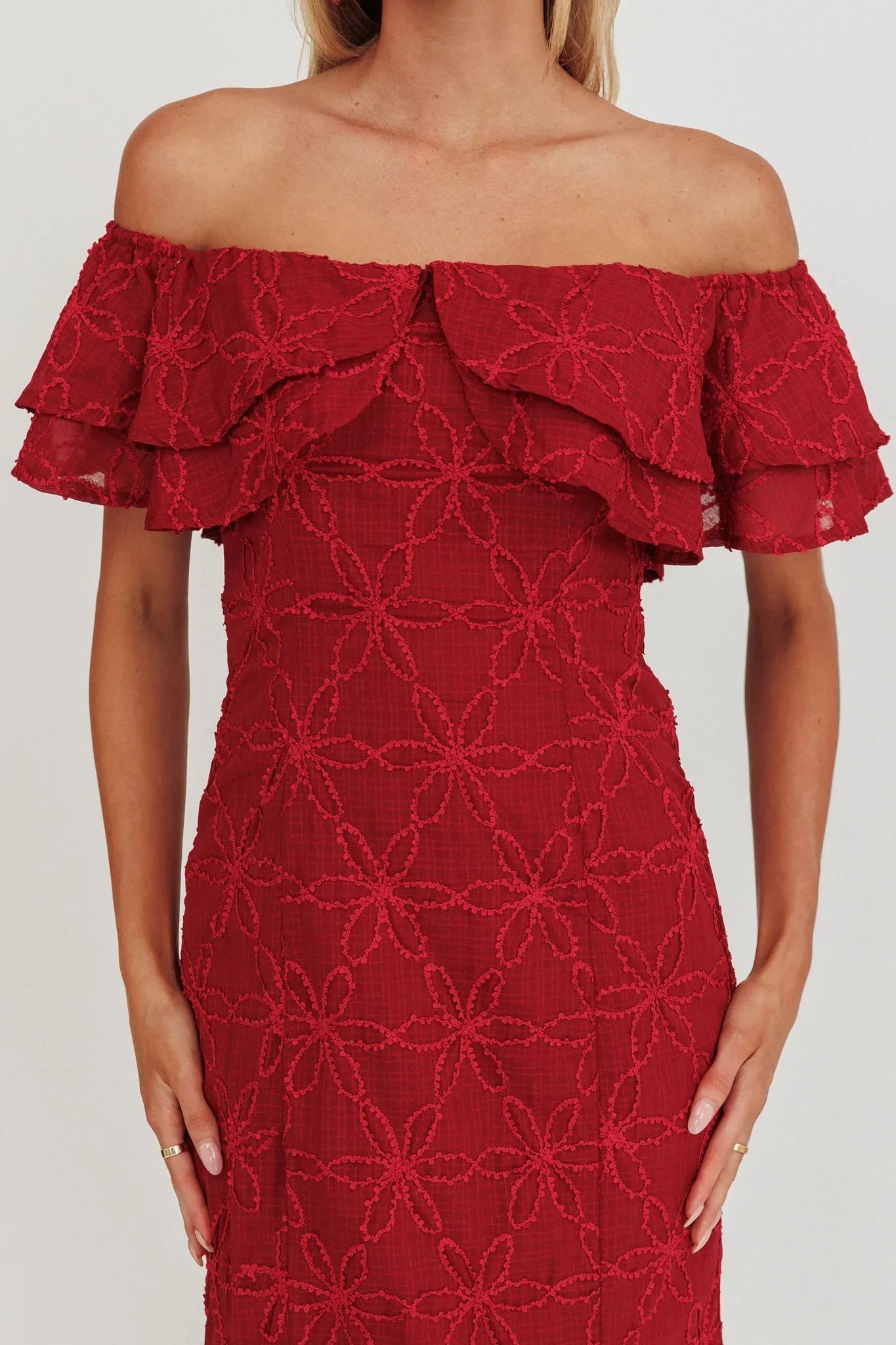 Beauty Within On-Off-Shoulder Maxi Dress Wine