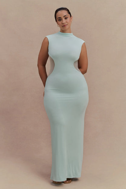 Massie Slinky And Mesh Maxi Dress - Lagoon