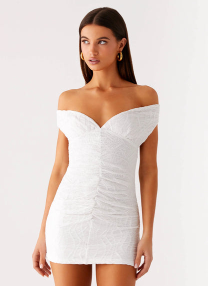 Takoda Off Shoulder Mini Dress - White