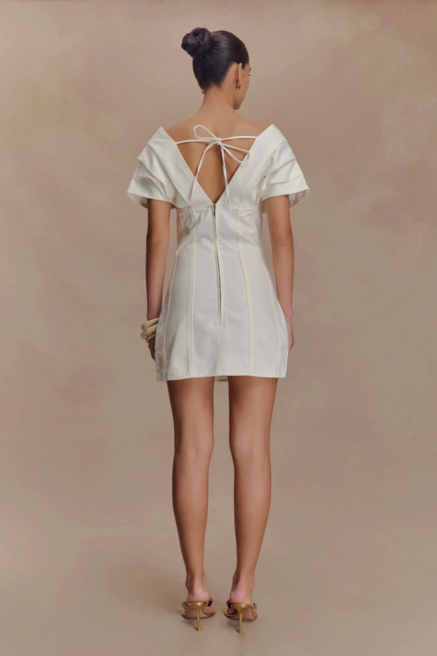 Pascale Off Shoulder Denim Mini Dress - White