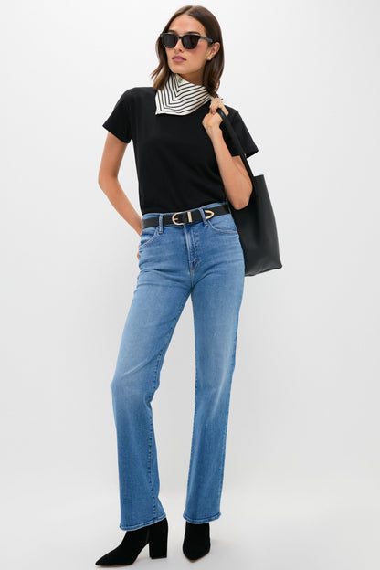 Black Croc and Gold Jeanette Belt