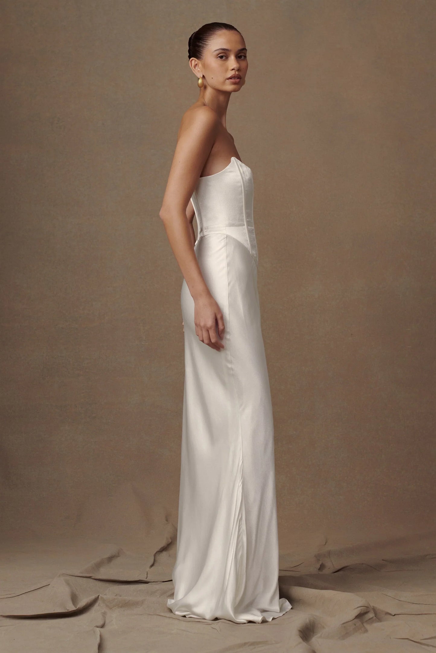 Harlow Satin Strapless Maxi Dress - Ivory