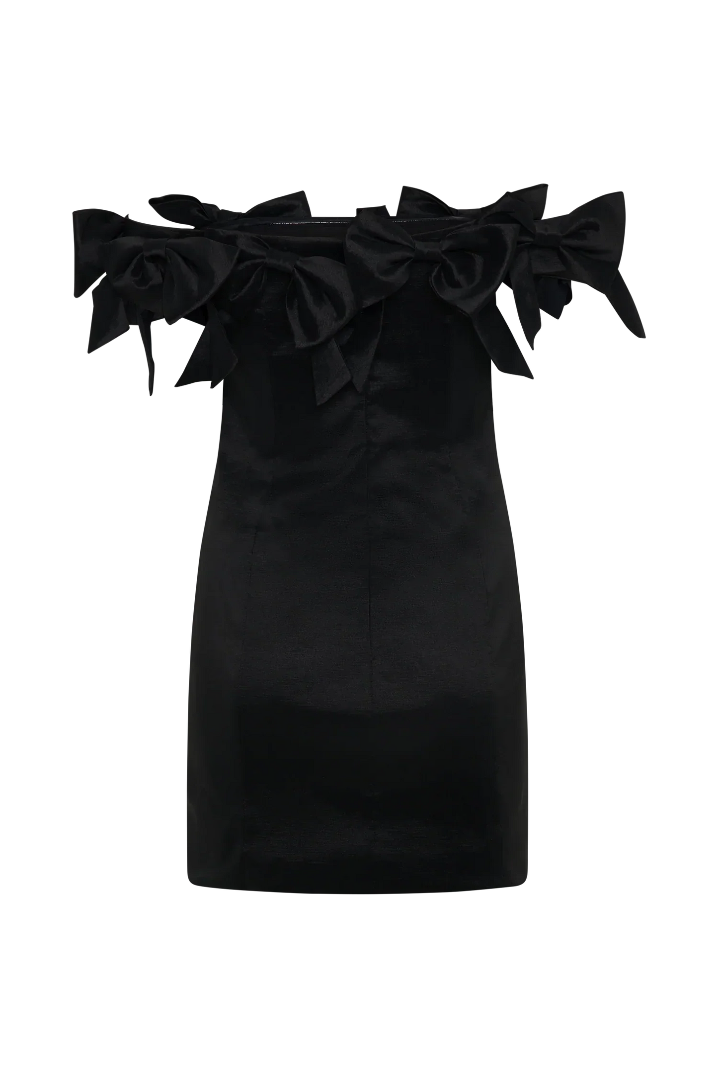 Rose Strapless Bow Mini Dress - Black
