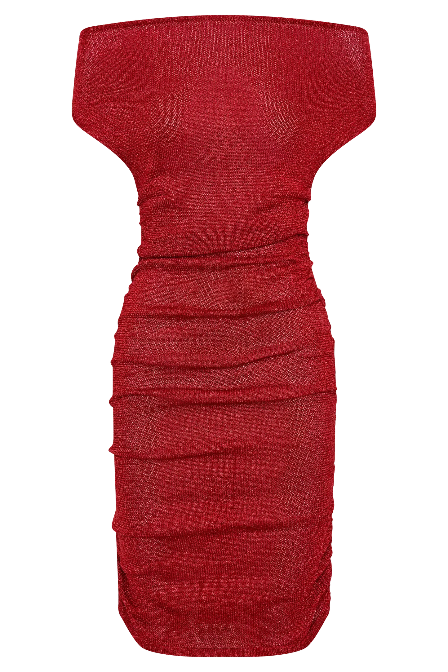 Pasha Off Shoulder Knit Mini Dress - Red