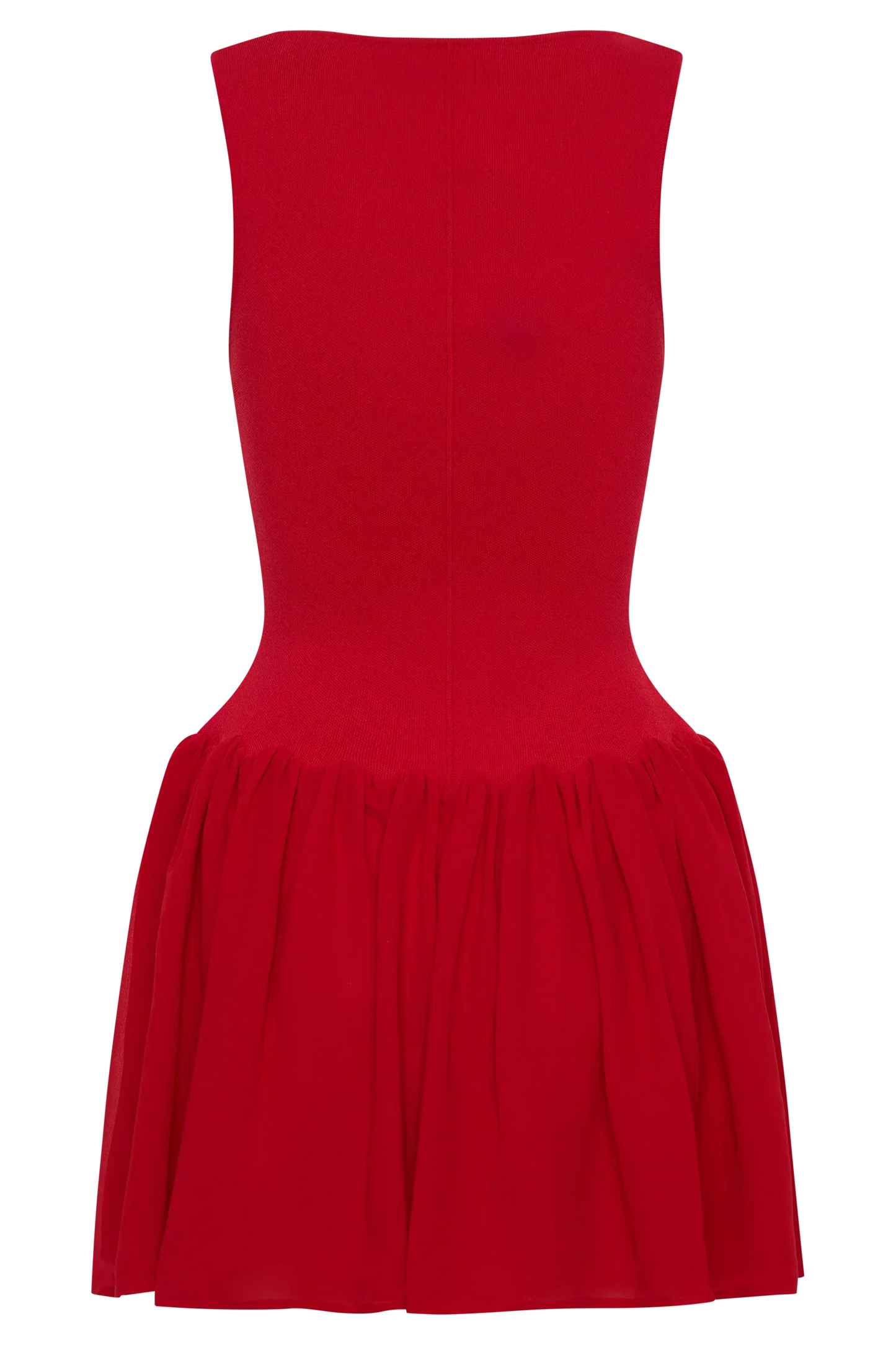 Ashleigh Knit And Chiffon Mini Dress - Red