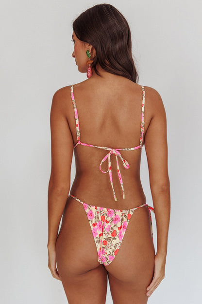 Sovereign Triangle String Bikini Top Yellow Floral