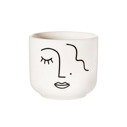Abstract Face White Large Planter - Modern Home Interiors