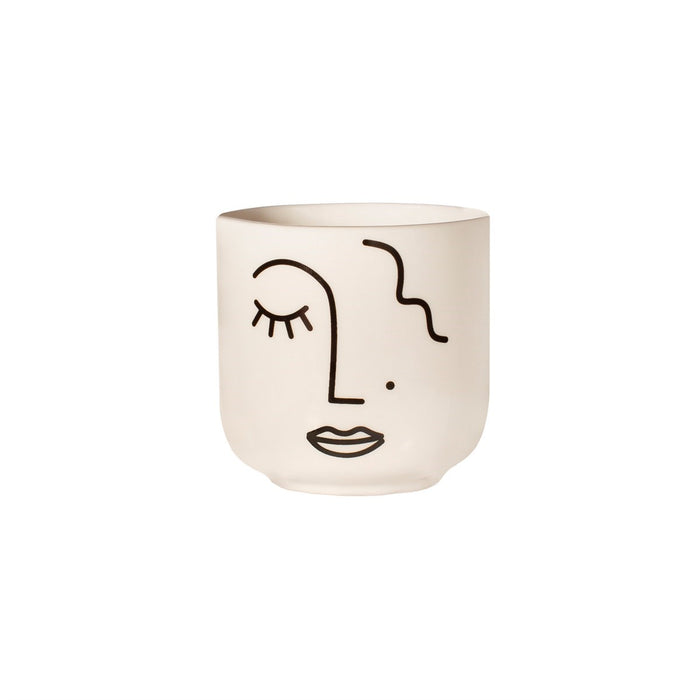 Abstract Face White Mini Planter - Modern Home Interiors