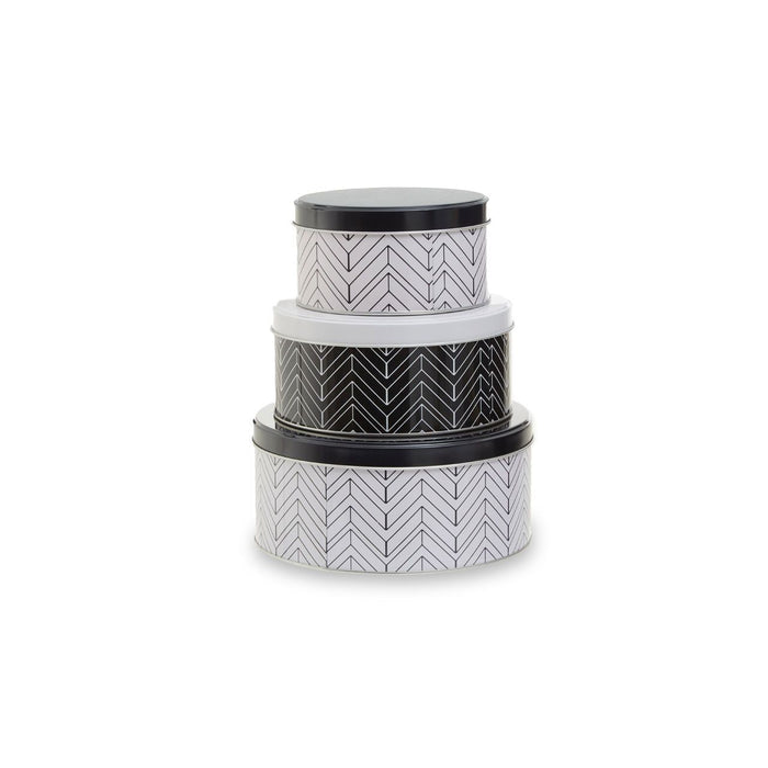 Black and White Urban Storage Tins (Set of 3) - Modern Home Interiors