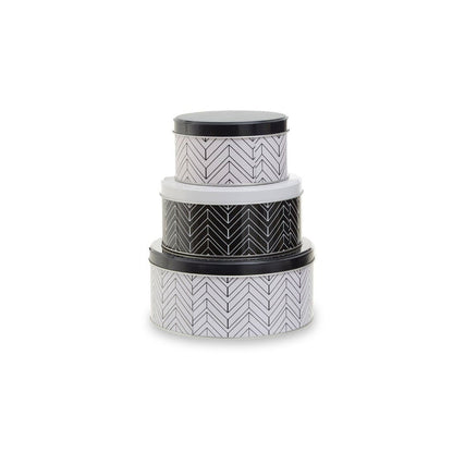 Black and White Urban Storage Tins (Set of 3) - Modern Home Interiors