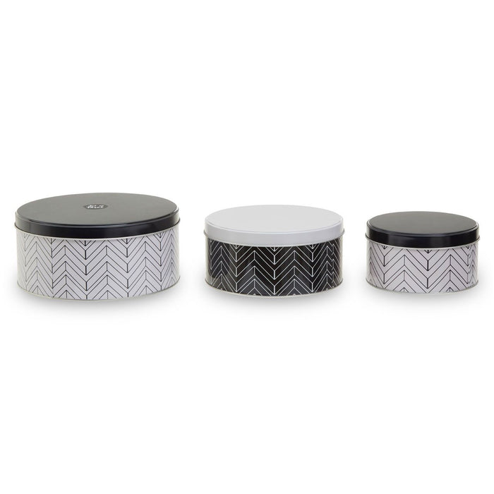 Black and White Urban Storage Tins (Set of 3) - Modern Home Interiors