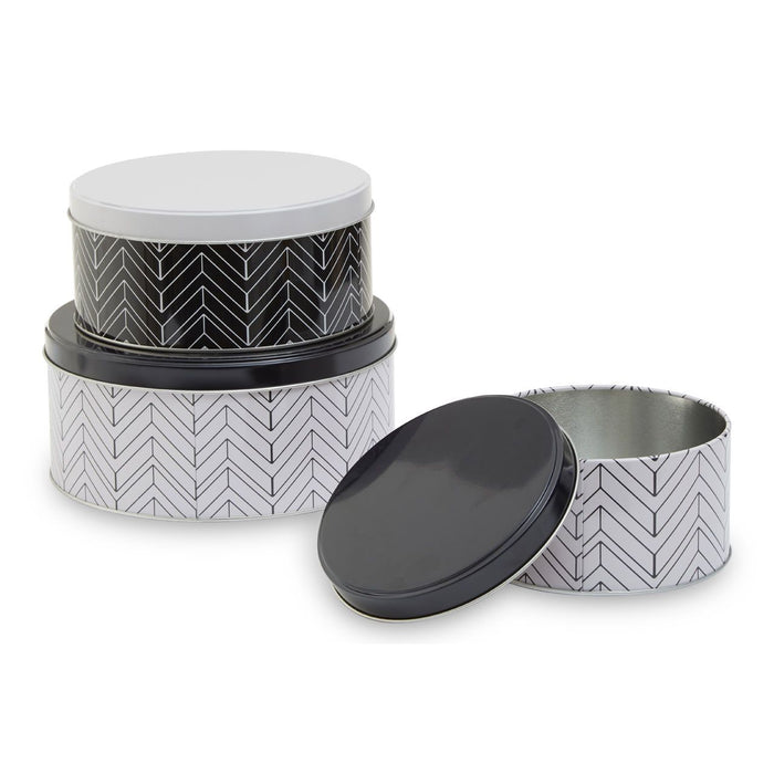 Black and White Urban Storage Tins (Set of 3) - Modern Home Interiors