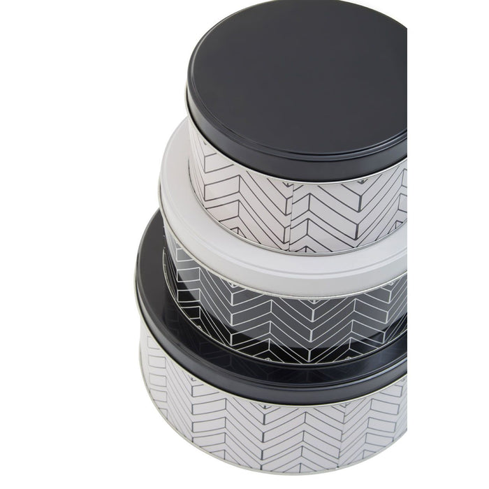 Black and White Urban Storage Tins (Set of 3) - Modern Home Interiors