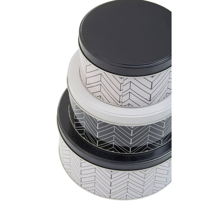 Black and White Urban Storage Tins (Set of 3) - Modern Home Interiors