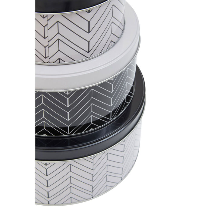Black and White Urban Storage Tins (Set of 3) - Modern Home Interiors