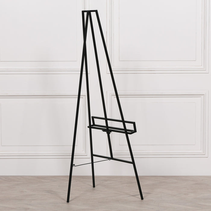 Black Metal Easel with Adjustable Shelf 147cm - Modern Home Interiors