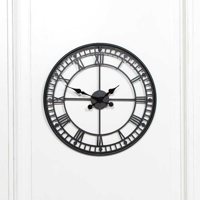 Black Metal Wall Clock 55cm
