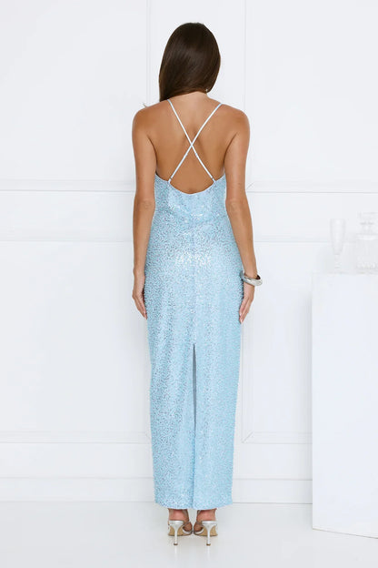 The Shine Collective Sequin Maxi Dress Blue