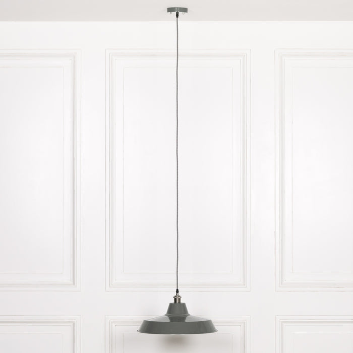 Factory Style Grey Enamel Painted 46cm Pendant Light - Modern Home Interiors