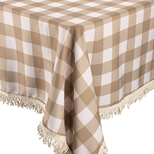 Fringed Tablecloth Olive Check