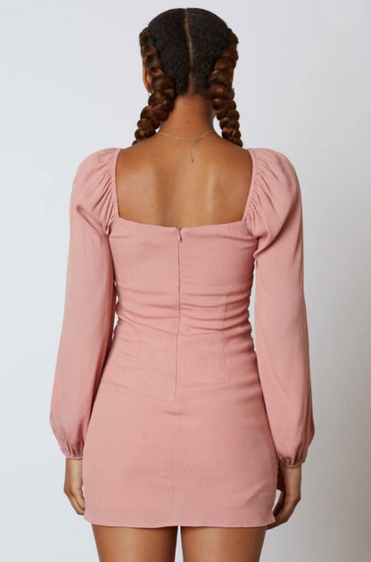 Out Together Dusty Pink Long Sleeve Mini Dress