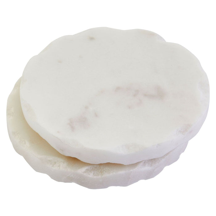 Rough Edged White Marble Coasters - Set of 4 - Modern Home Interiors